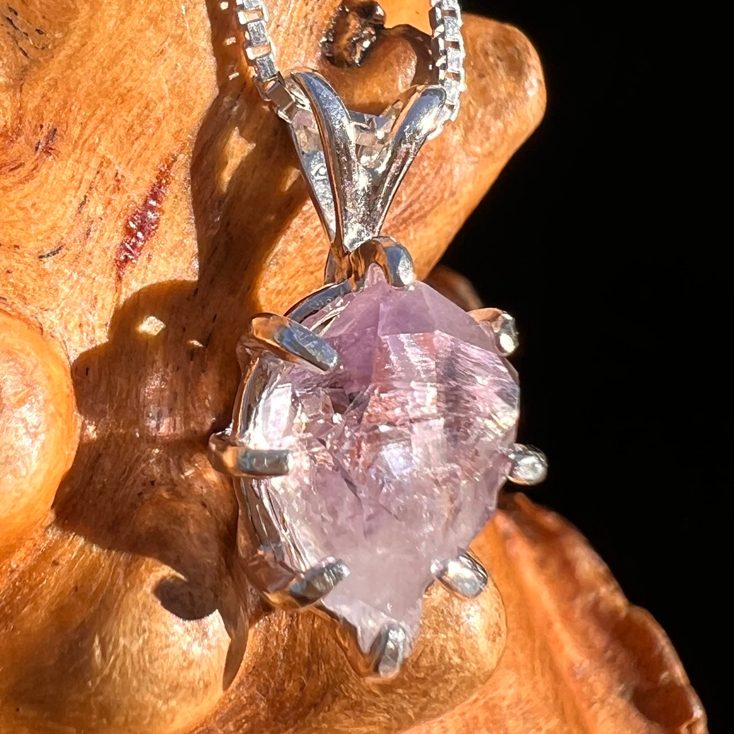 Amethyst Crystal Pendant Sterling Silver #7615-Moldavite Life