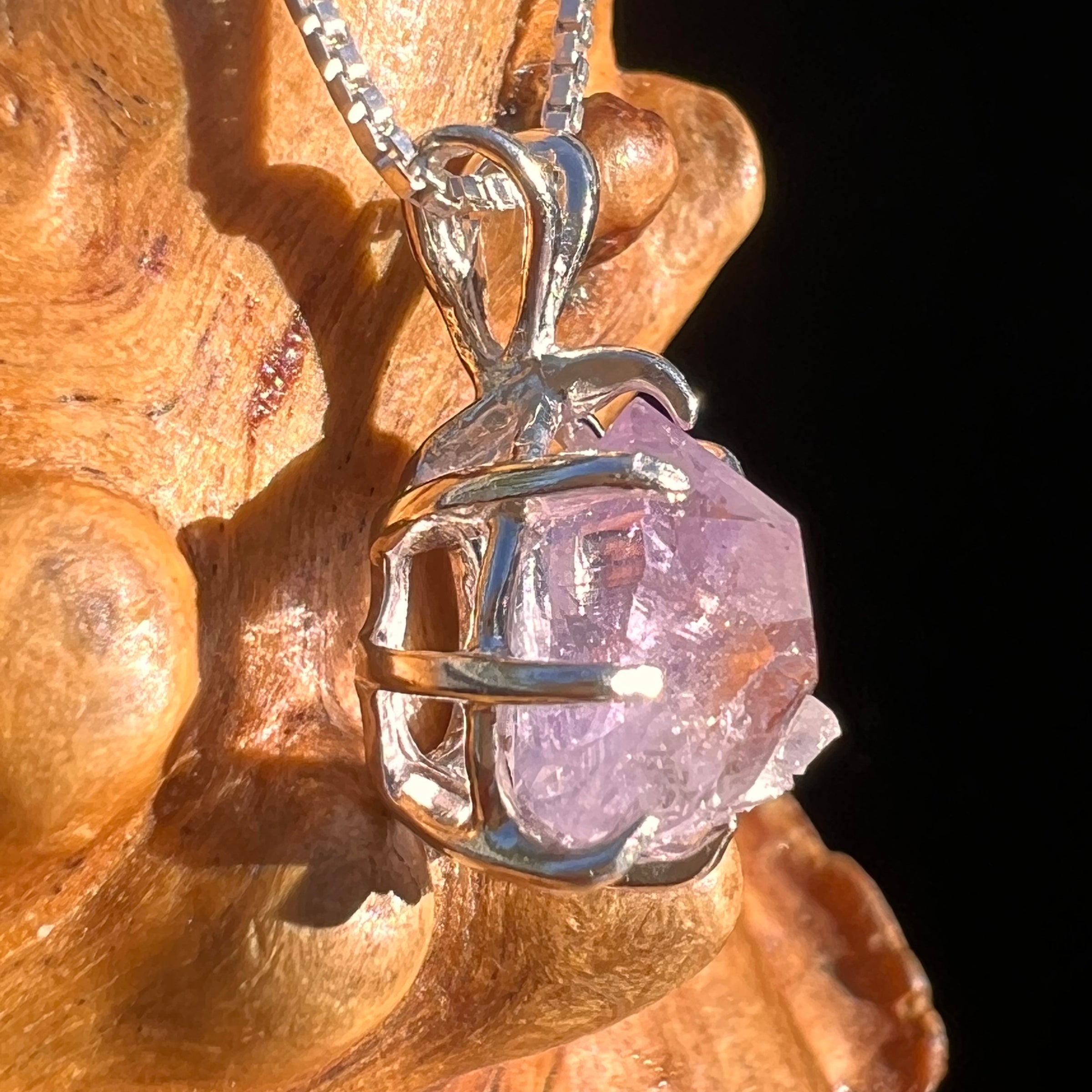 Amethyst Crystal Pendant Sterling Silver #7616-Moldavite Life