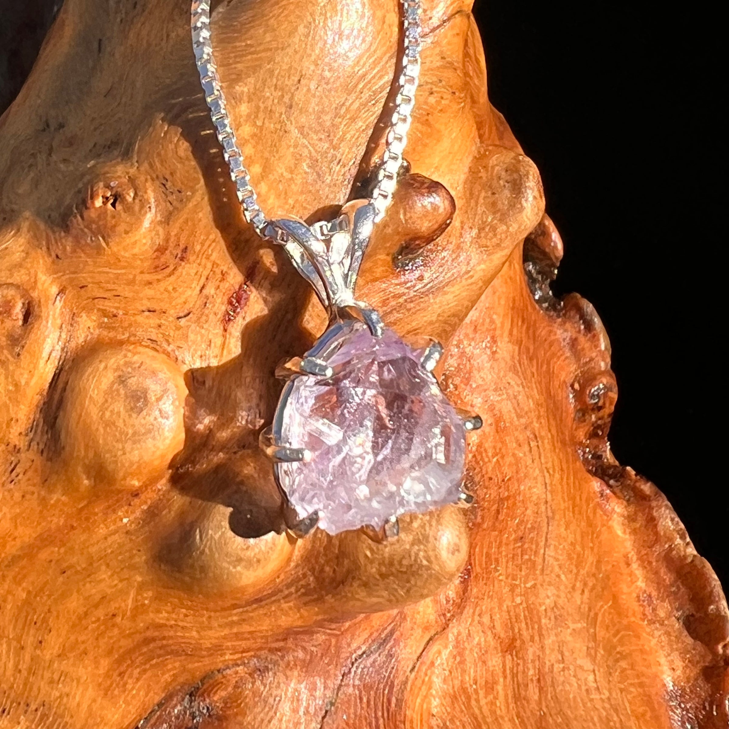 Amethyst Crystal Pendant Sterling Silver #7616-Moldavite Life