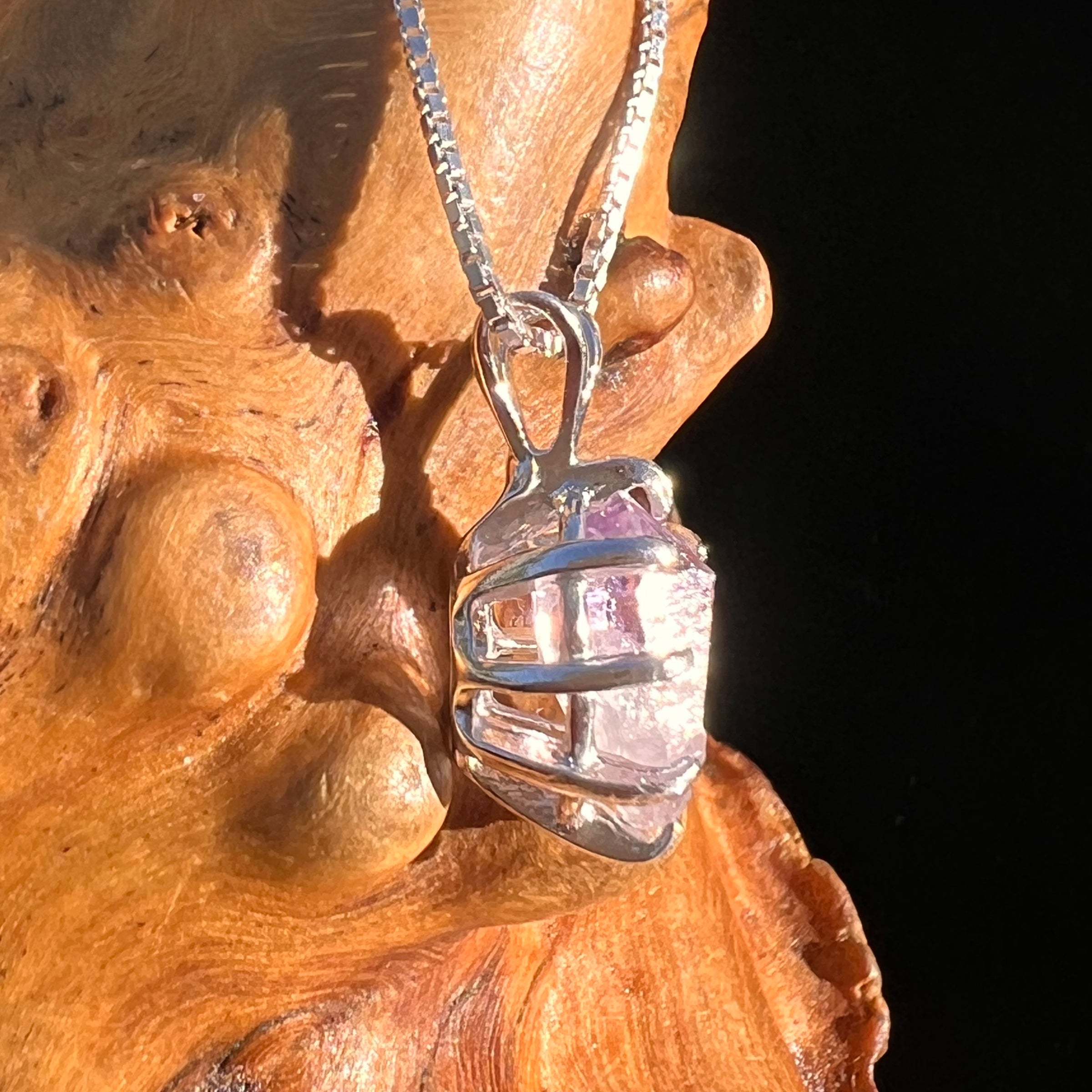 Amethyst Crystal Pendant Sterling Silver #7617-Moldavite Life