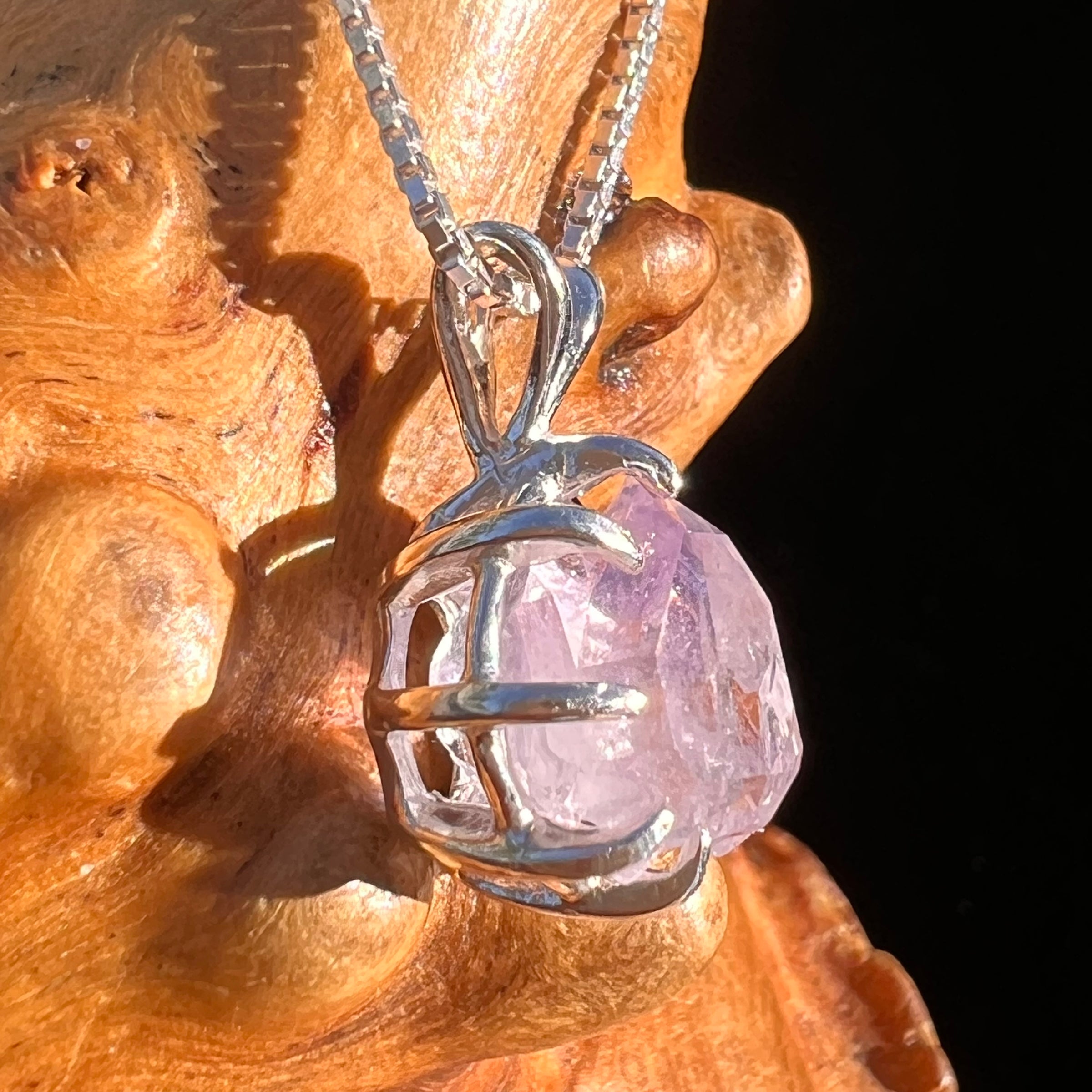 Amethyst Crystal Pendant Sterling Silver #7618-Moldavite Life