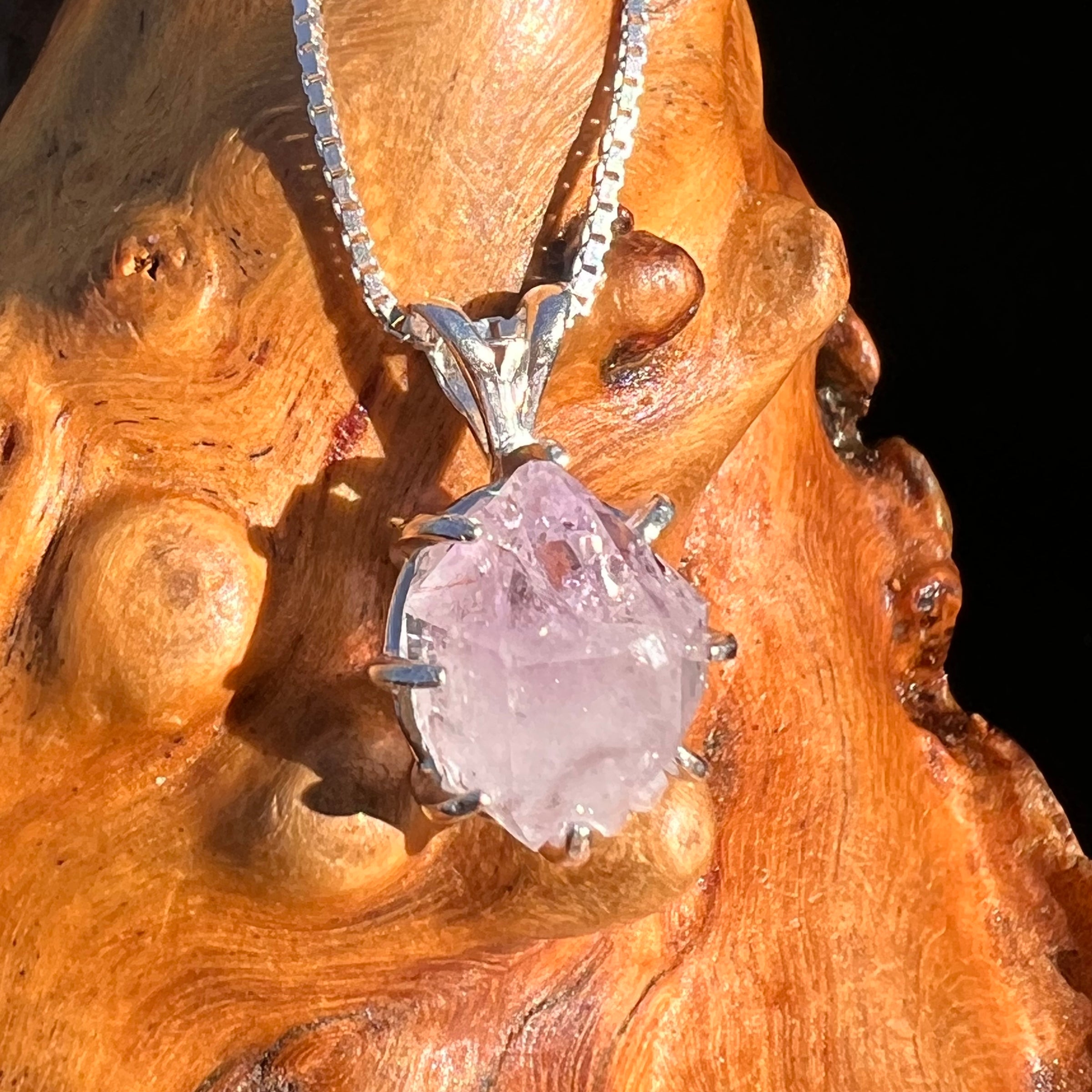 Amethyst Crystal Pendant Sterling Silver #7621-Moldavite Life