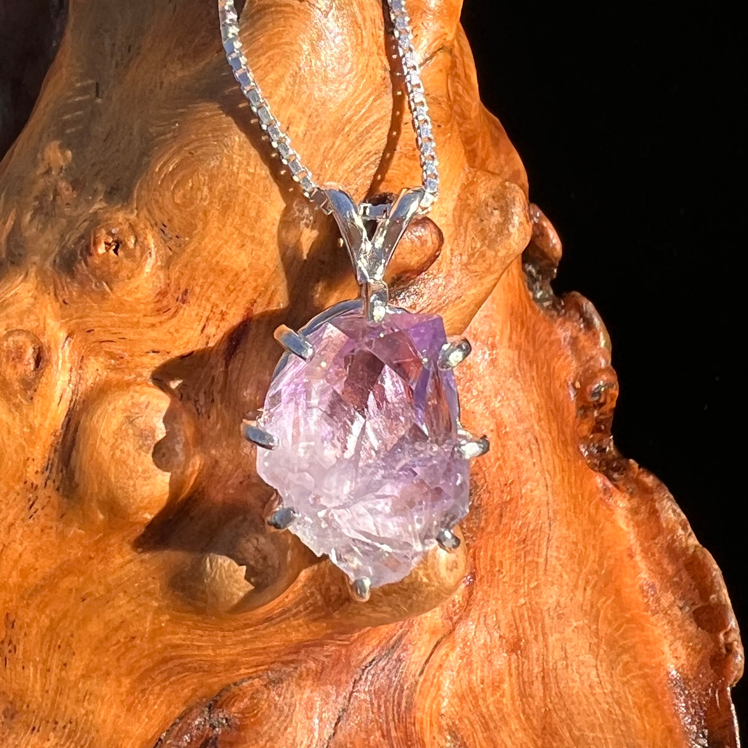 Amethyst Crystal Pendant Sterling Twin #7604-Moldavite Life