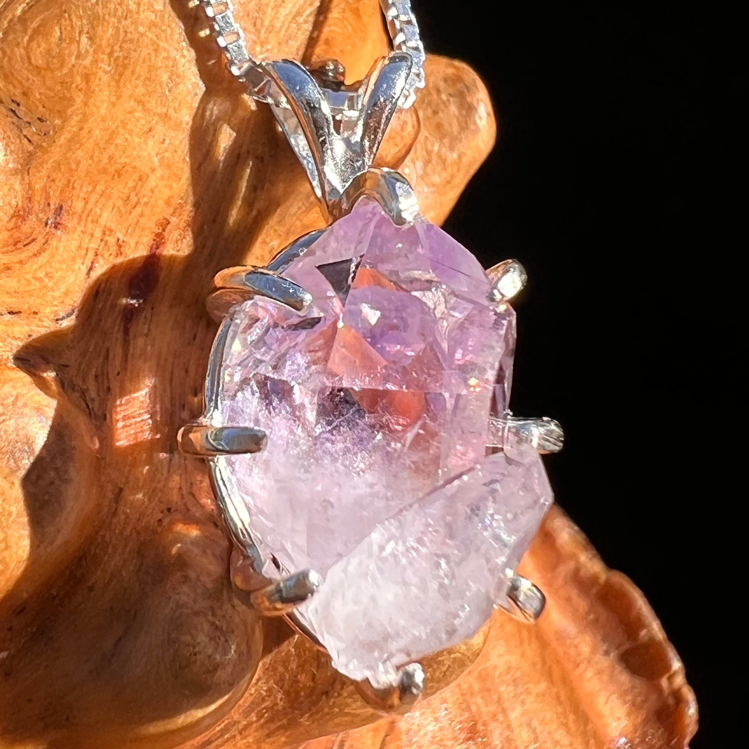 Amethyst Crystal Pendant Sterling Twin #7606-Moldavite Life