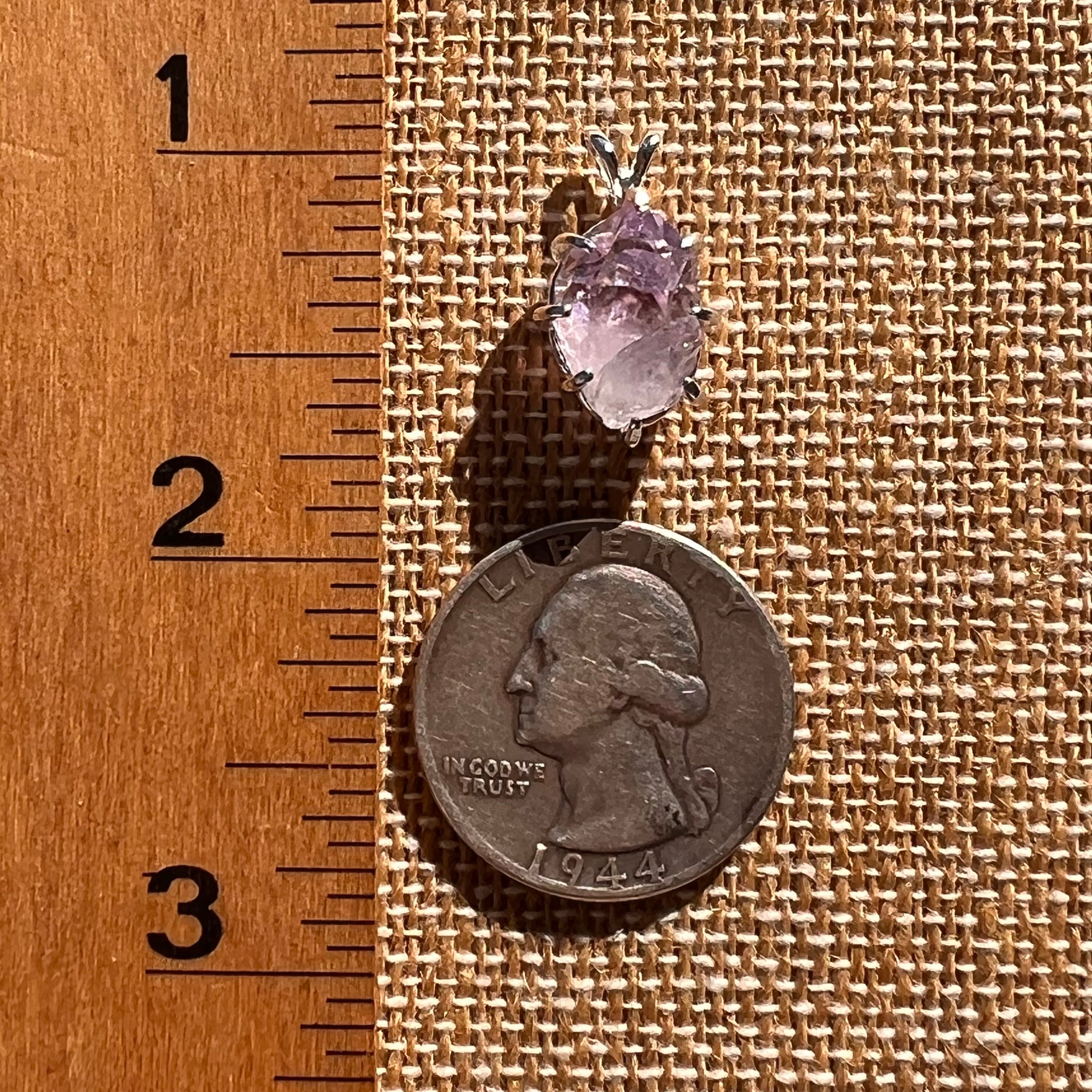 Amethyst Crystal Pendant Sterling Twin #7606-Moldavite Life