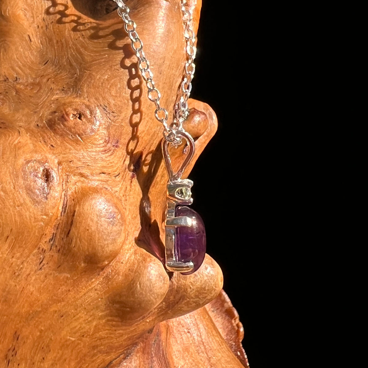 Amethyst & Moldavite Necklace Sterling Silver #8712-Moldavite Life