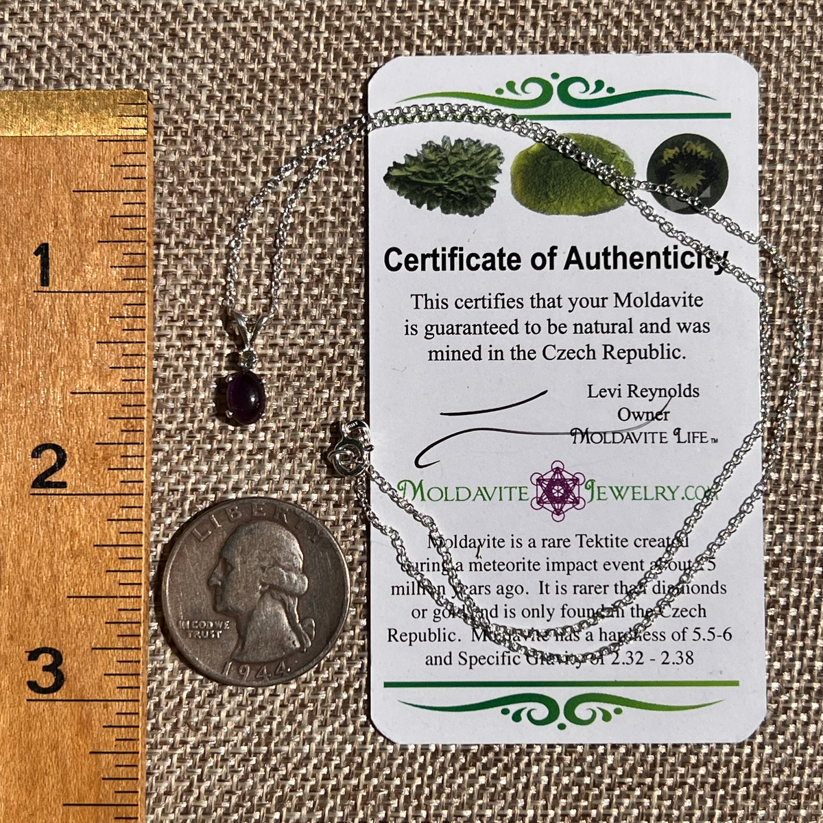 Amethyst & Moldavite Necklace Sterling Silver #8712-Moldavite Life