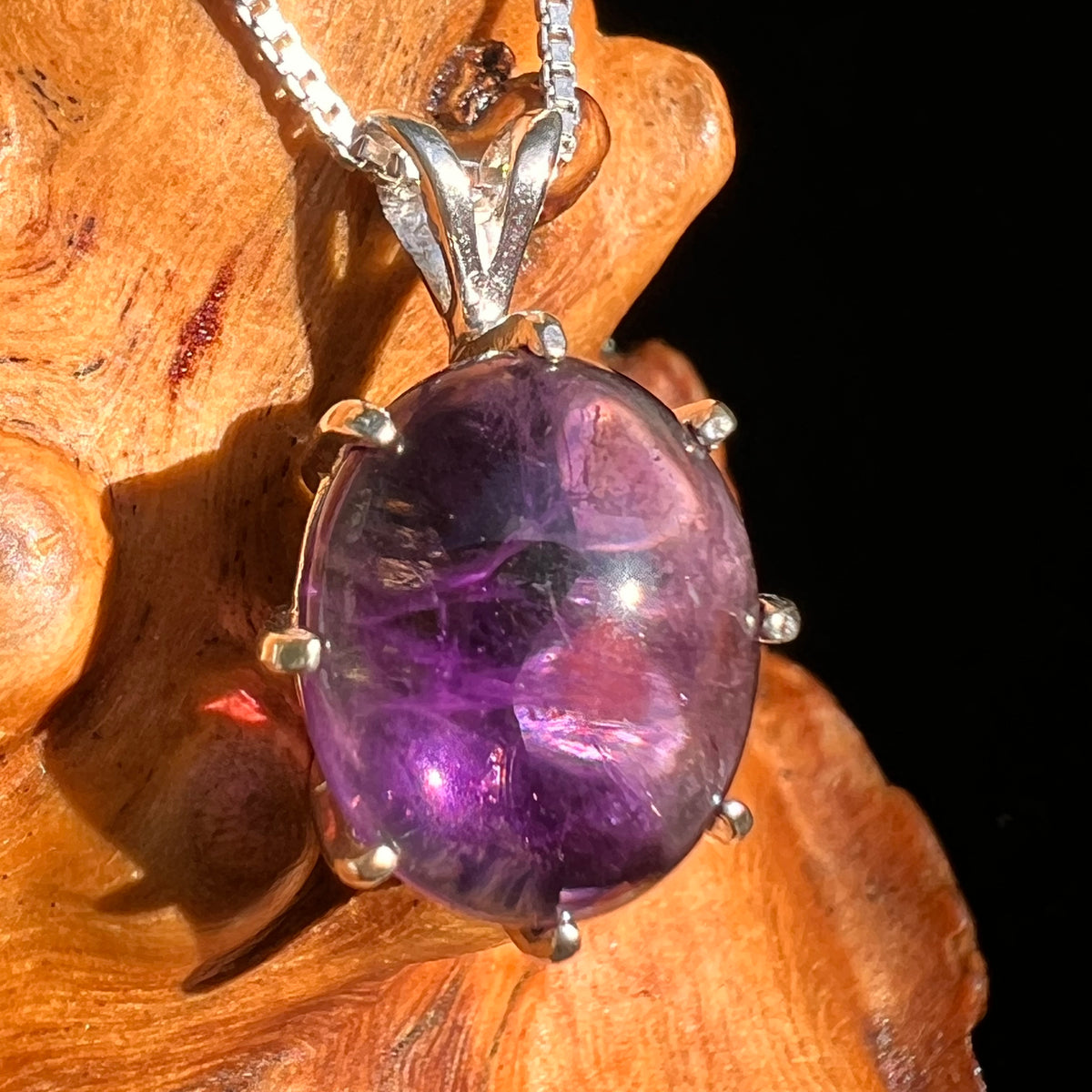 Amethyst & Moldavite Pendant Sterling Silver "Hidden Gem" #8865-Moldavite Life