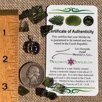 Amethyst & Moldavite Pendant Sterling Silver "Hidden Gem" #8865-Moldavite Life