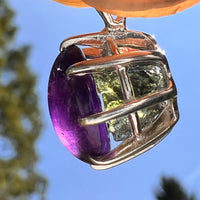 Amethyst & Moldavite Pendant Sterling Silver "Hidden Gem" #8865-Moldavite Life