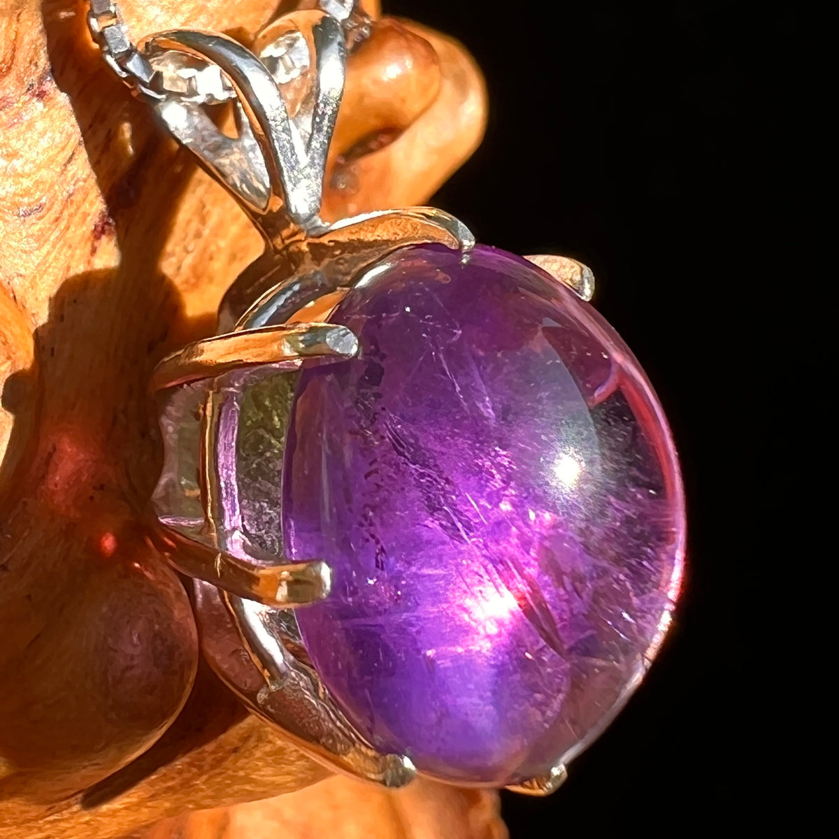 Amethyst & Moldavite Pendant Sterling Silver "Hidden Gem" #8866-Moldavite Life