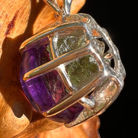 Amethyst & Moldavite Pendant Sterling Silver "Hidden Gem" #8866-Moldavite Life