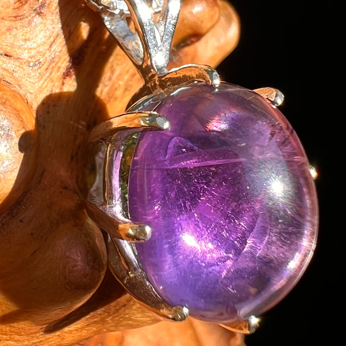 Amethyst & Moldavite Pendant Sterling Silver "Hidden Gem" #8867-Moldavite Life