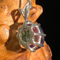 Amethyst & Moldavite Pendant Sterling Silver "Hidden Gem" #8867-Moldavite Life