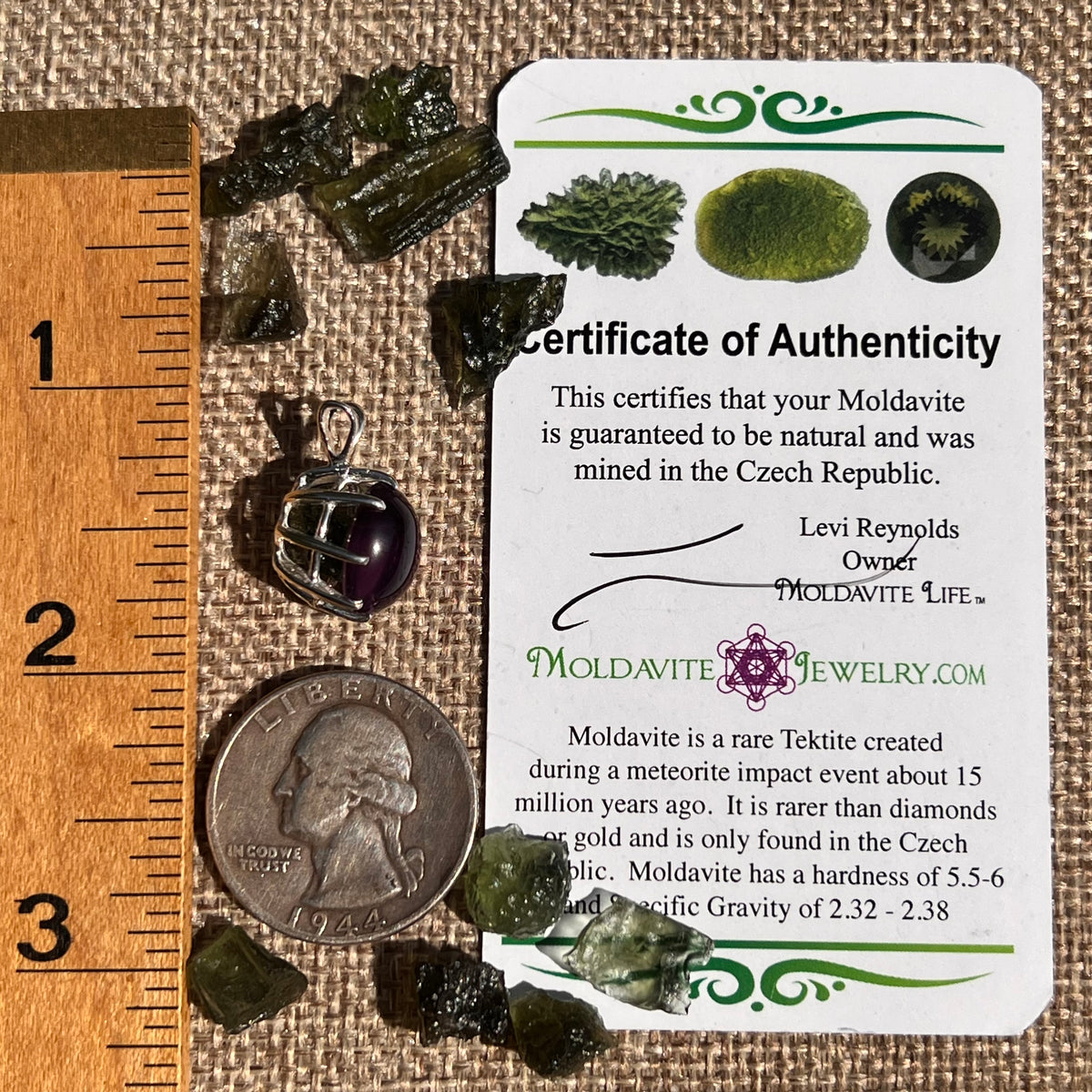 Amethyst & Moldavite Pendant Sterling Silver "Hidden Gem" #8867-Moldavite Life