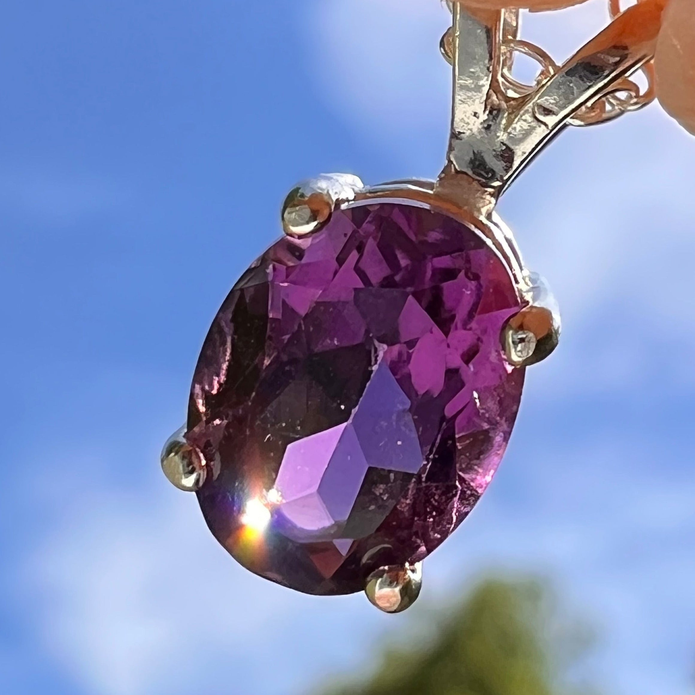 Amethyst Oval Necklace Sterling Silver #8717-Moldavite Life