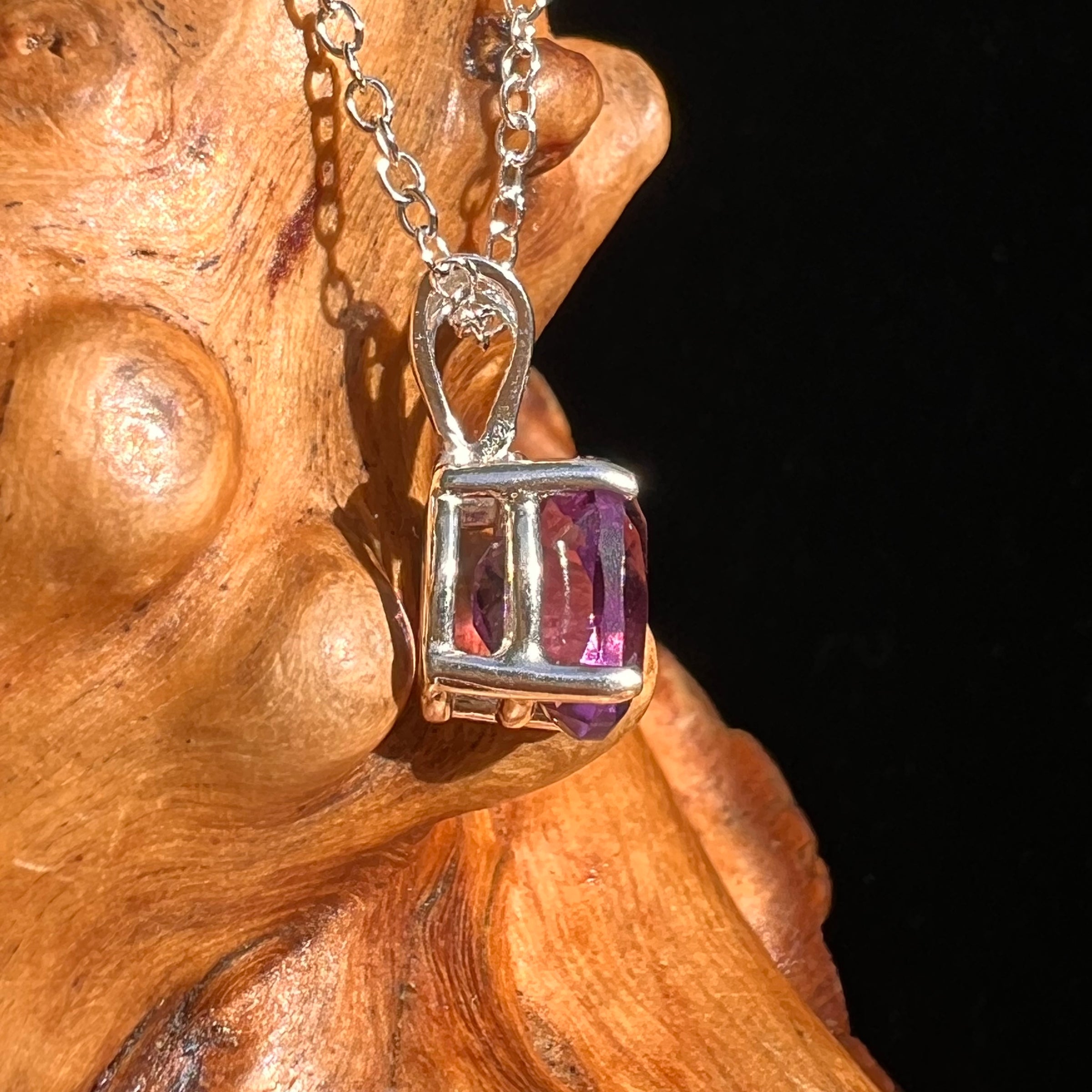 Amethyst Oval Necklace Sterling Silver #8717-Moldavite Life