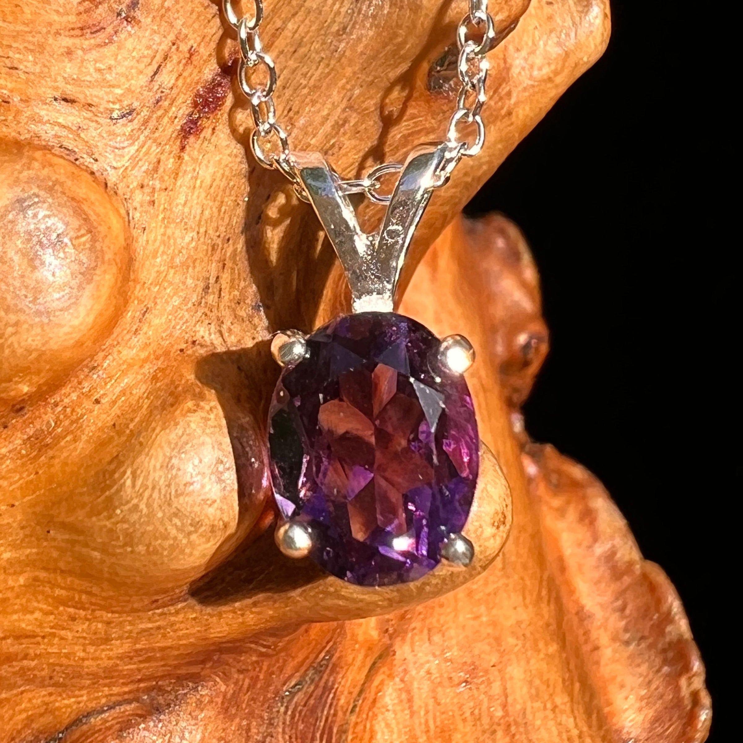 Amethyst Oval Necklace Sterling Silver #8717-Moldavite Life