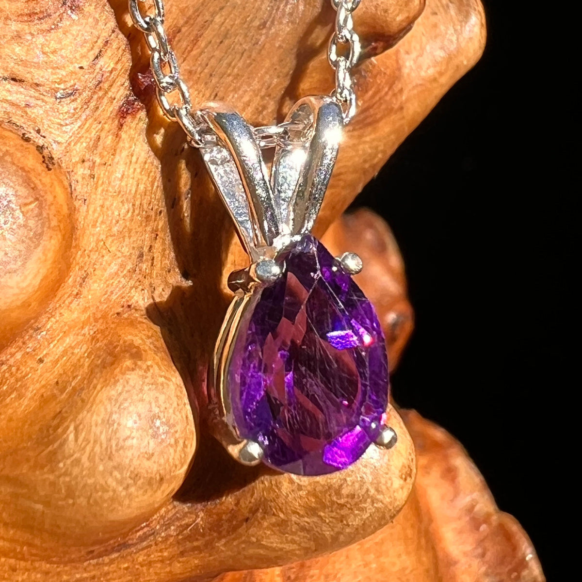 Amethyst Pear Necklace Sterling Silver #8573-Moldavite Life