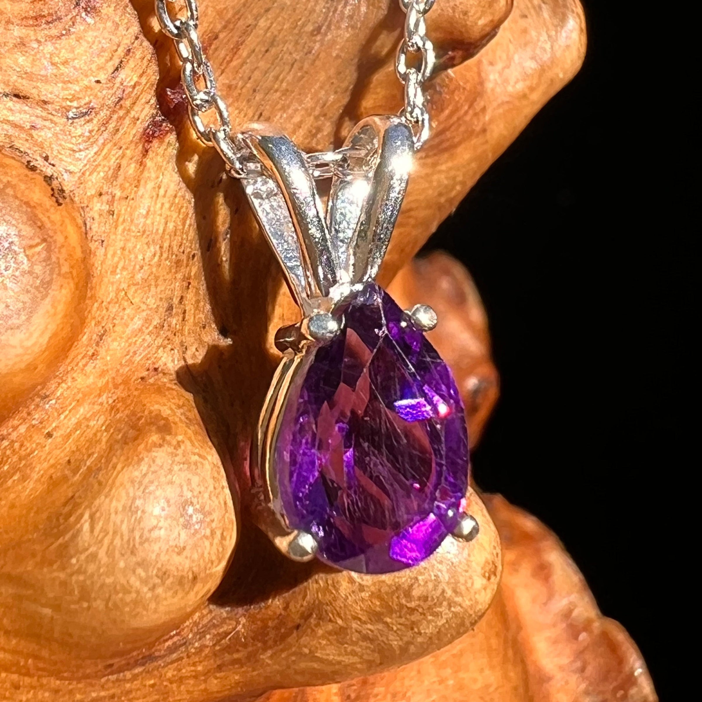 Amethyst Pear Necklace Sterling Silver #8573-Moldavite Life