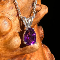 Amethyst Pear Necklace Sterling Silver #8573-Moldavite Life