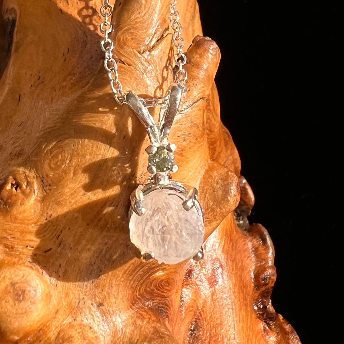 Anandalite & Moldavite Necklace Sterling #6000-Moldavite Life