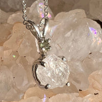 Anandalite & Moldavite Necklace Sterling #6001-Moldavite Life