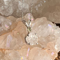 Anandalite & Moldavite Necklace Sterling #6001-Moldavite Life