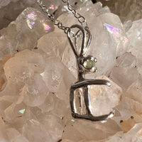 Anandalite & Moldavite Necklace Sterling #6005-Moldavite Life