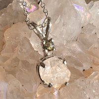 Anandalite & Moldavite Necklace Sterling #6006-Moldavite Life