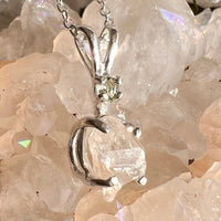 Anandalite & Moldavite Necklace Sterling #6012-Moldavite Life