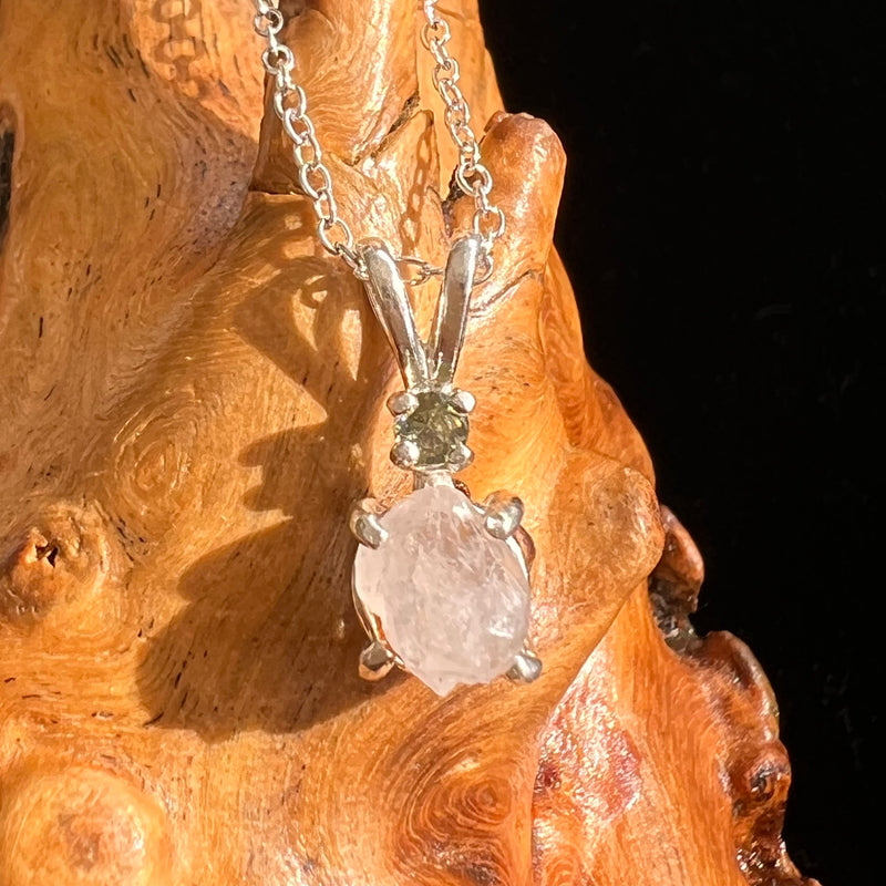 Anandalite & Moldavite Necklace Sterling #6014-Moldavite Life
