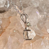 Anandalite & Moldavite Necklace Sterling #6015-Moldavite Life