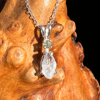 Anandalite & Moldavite Necklace Sterling #8206-Moldavite Life