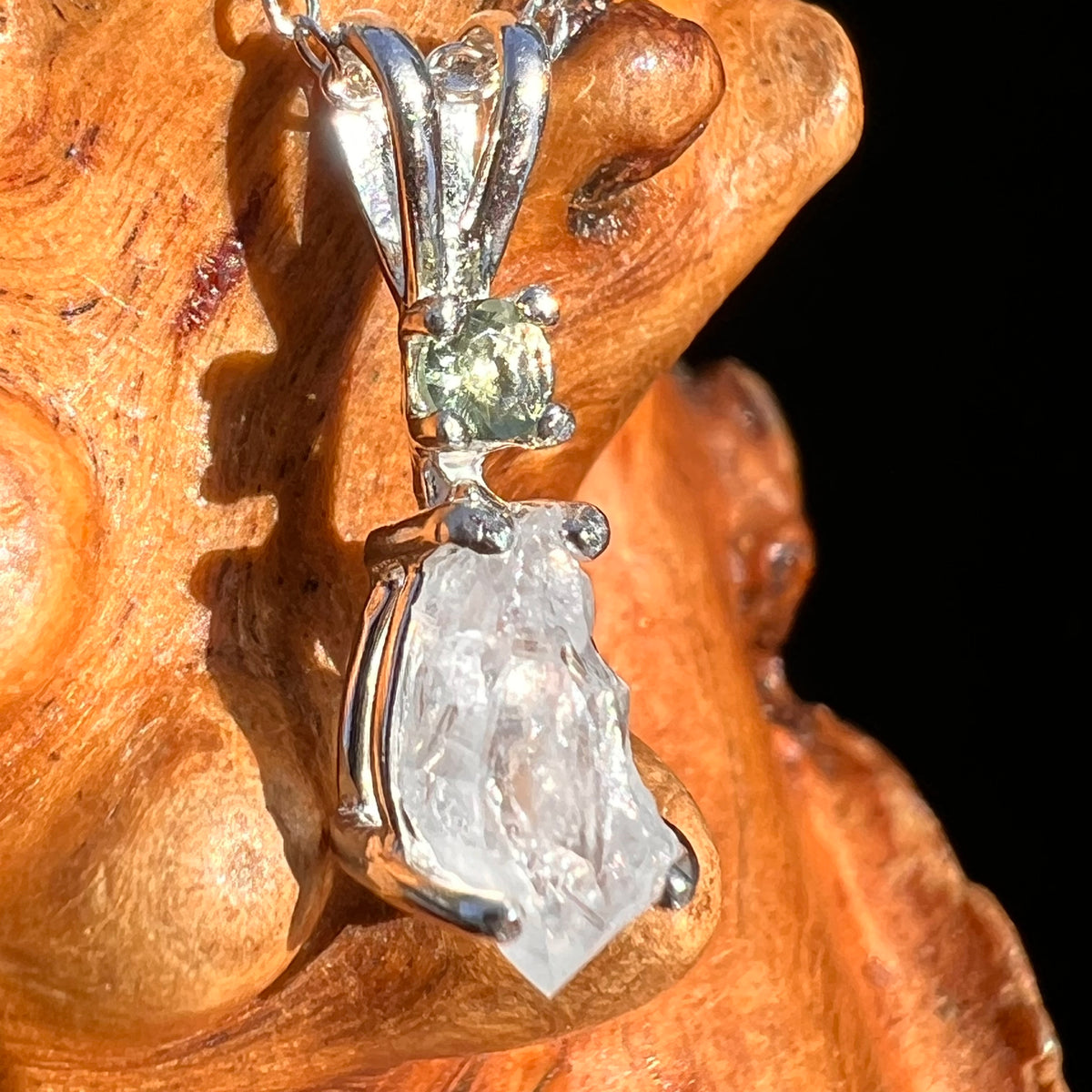 Anandalite & Moldavite Necklace Sterling #8207-Moldavite Life