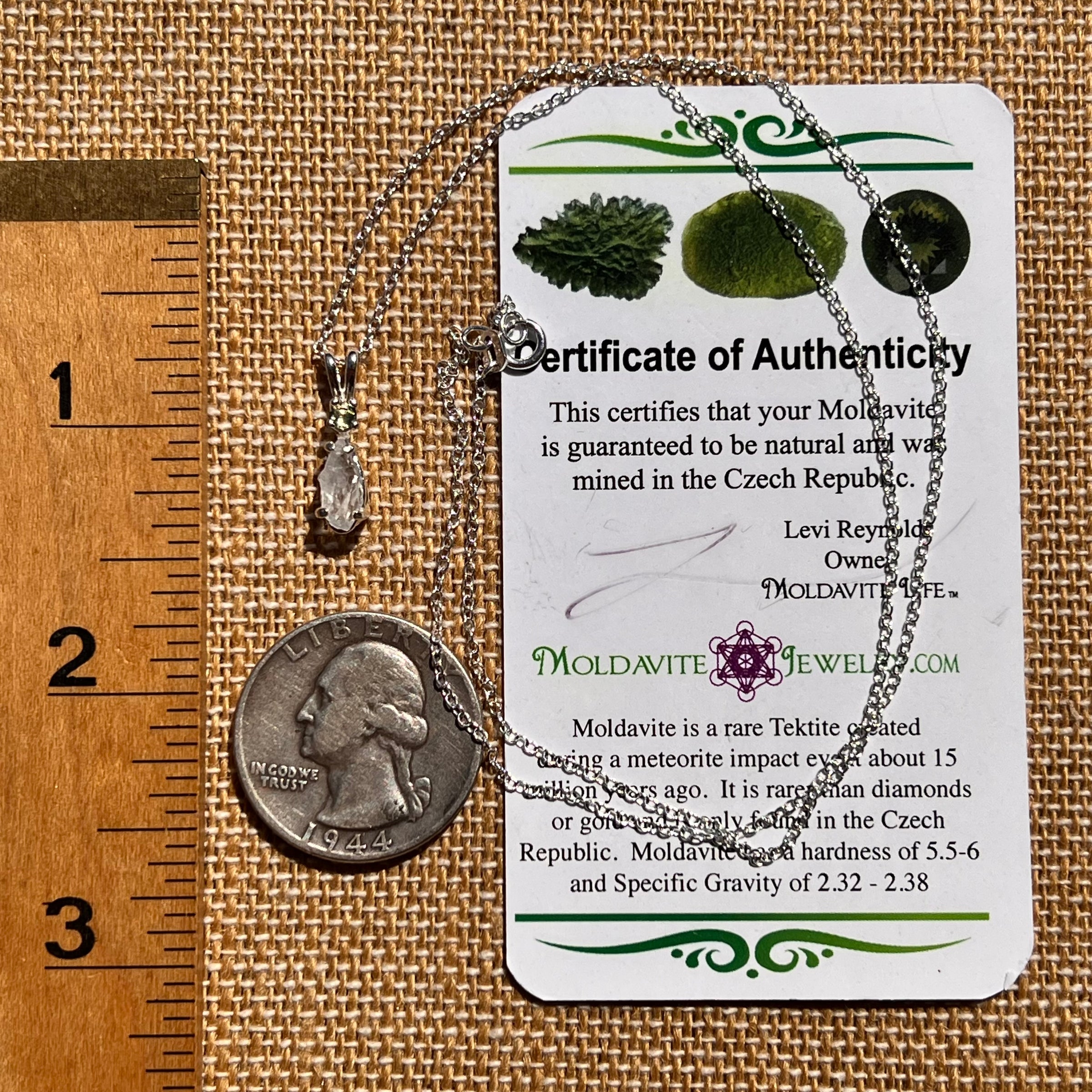 Anandalite & Moldavite Necklace Sterling #8208-Moldavite Life