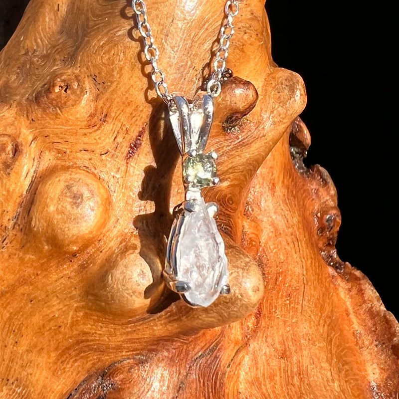 Anandalite & Moldavite Necklace Sterling #8208-Moldavite Life