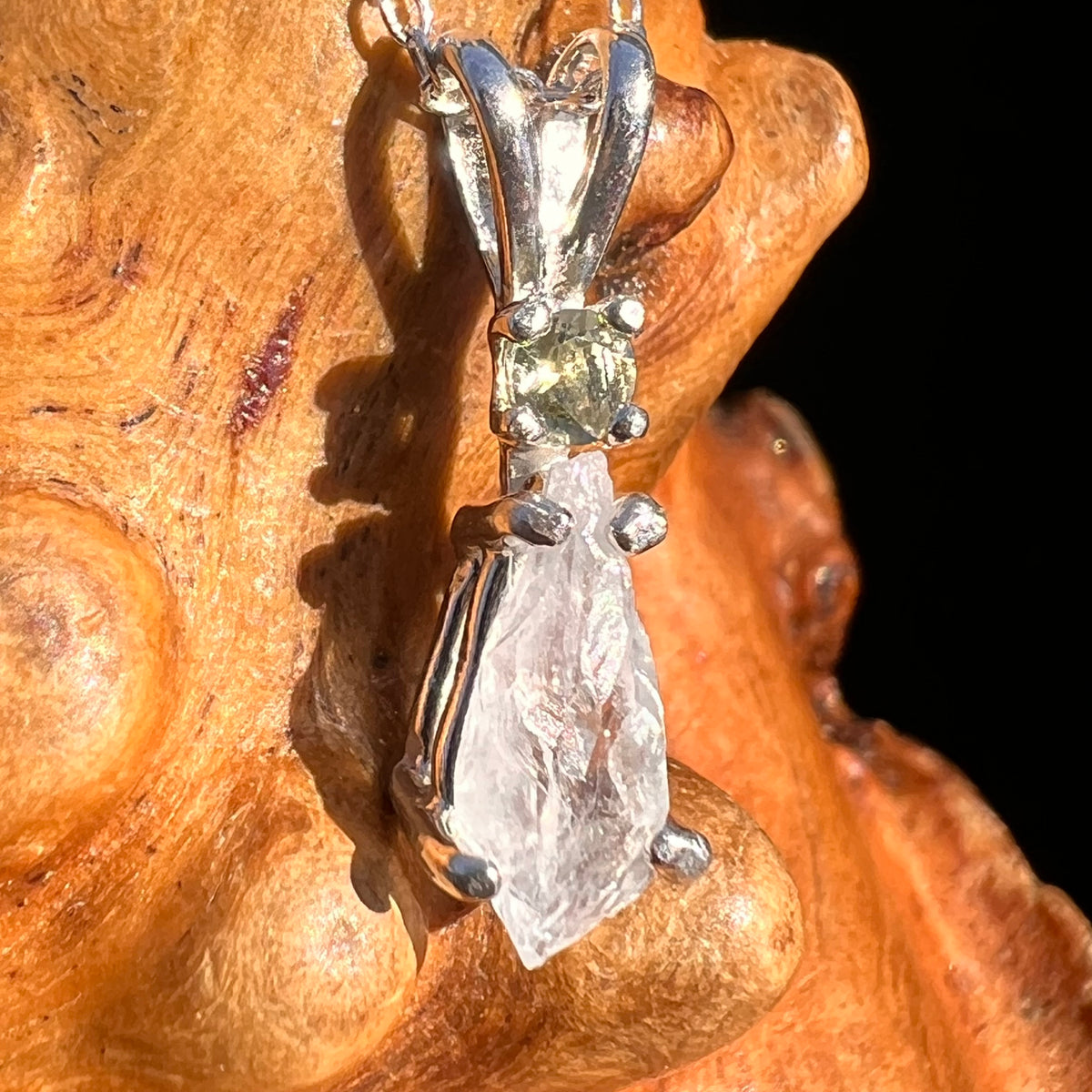 Anandalite & Moldavite Necklace Sterling #8209-Moldavite Life