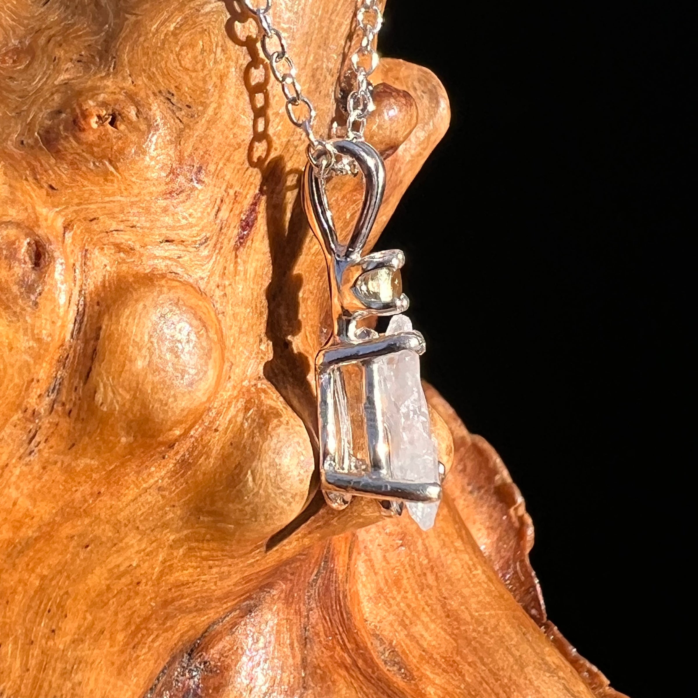 Anandalite & Moldavite Necklace Sterling #8209-Moldavite Life