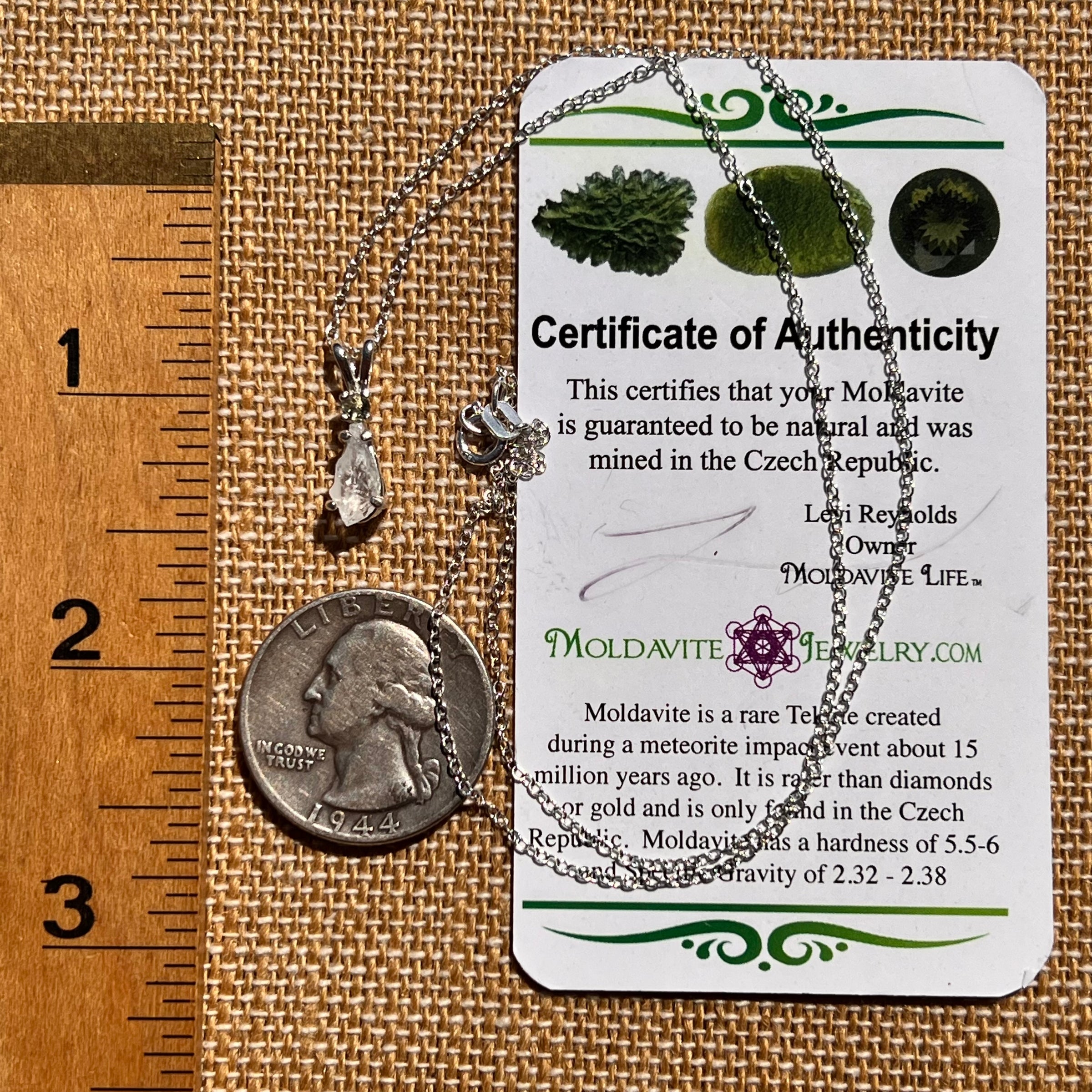 Anandalite & Moldavite Necklace Sterling #8209-Moldavite Life