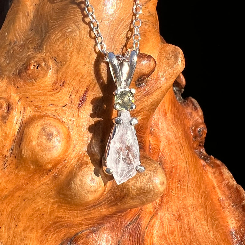 Anandalite & Moldavite Necklace Sterling #8209-Moldavite Life