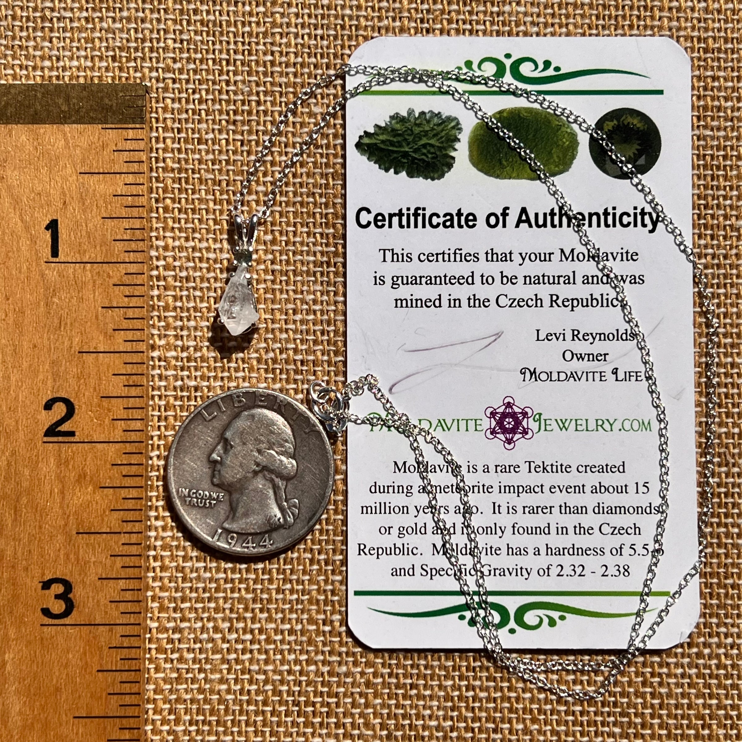 Anandalite & Moldavite Necklace Sterling #8210-Moldavite Life
