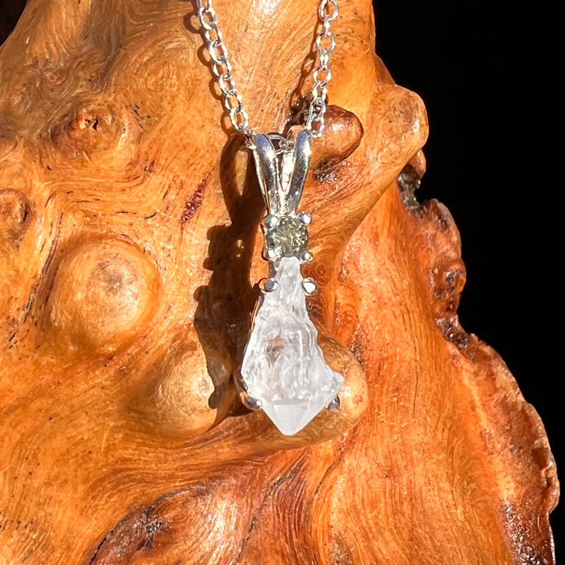 Anandalite & Moldavite Necklace Sterling #8210-Moldavite Life