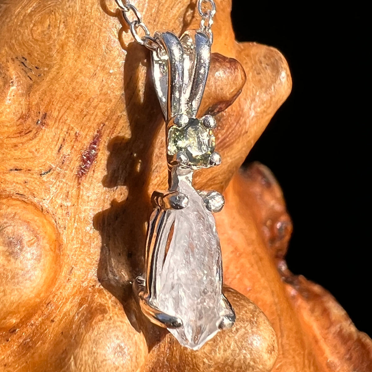 Anandalite & Moldavite Necklace Sterling #8211-Moldavite Life