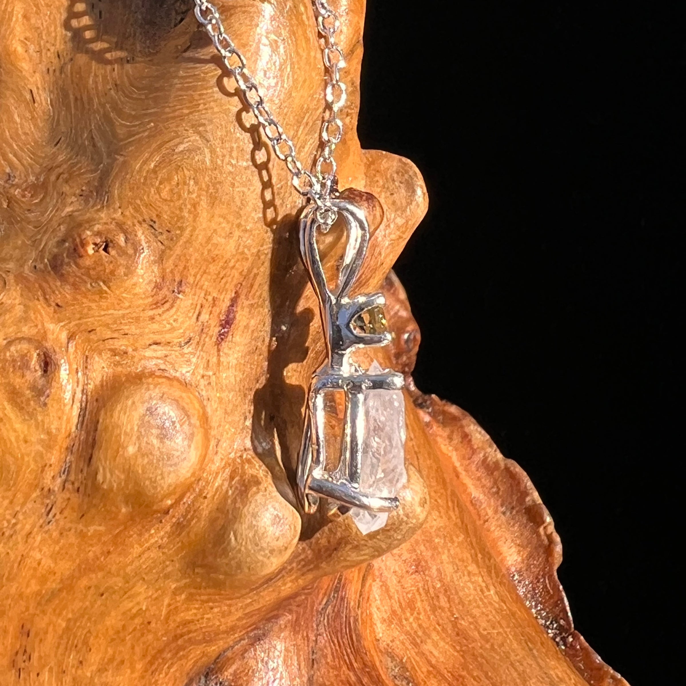 Anandalite & Moldavite Necklace Sterling #8211-Moldavite Life