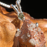 Anatase Rutile Psudomorph & Moldavite Necklace Sterling Silver #2630-Moldavite Life