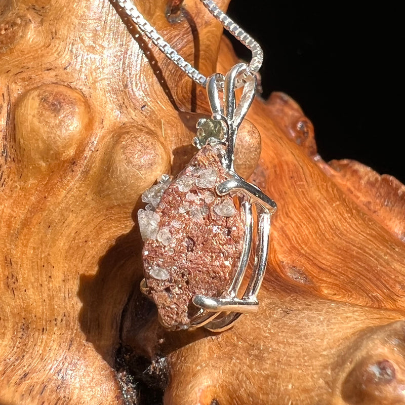 Anatase Rutile Psudomorph & Moldavite Necklace Sterling Silver #2630-Moldavite Life