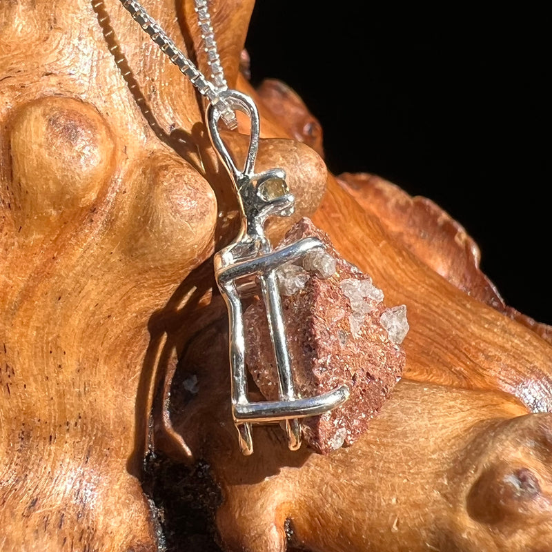 Anatase Rutile Psudomorph & Moldavite Necklace Sterling Silver #2630-Moldavite Life