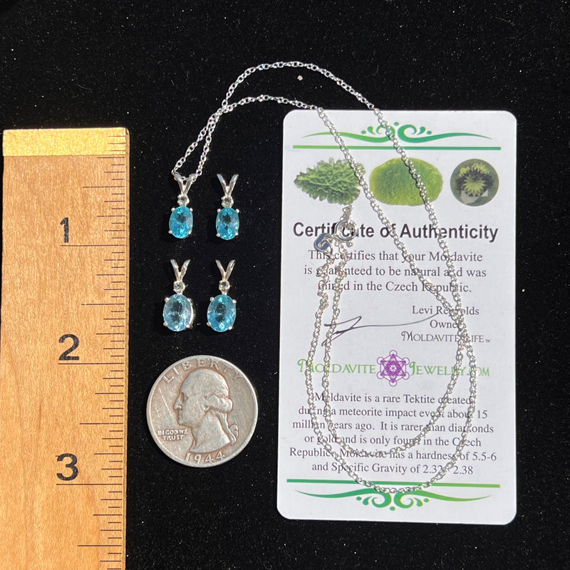 Apatite & Moldavite Necklace Sterling Silver #2768-Moldavite Life