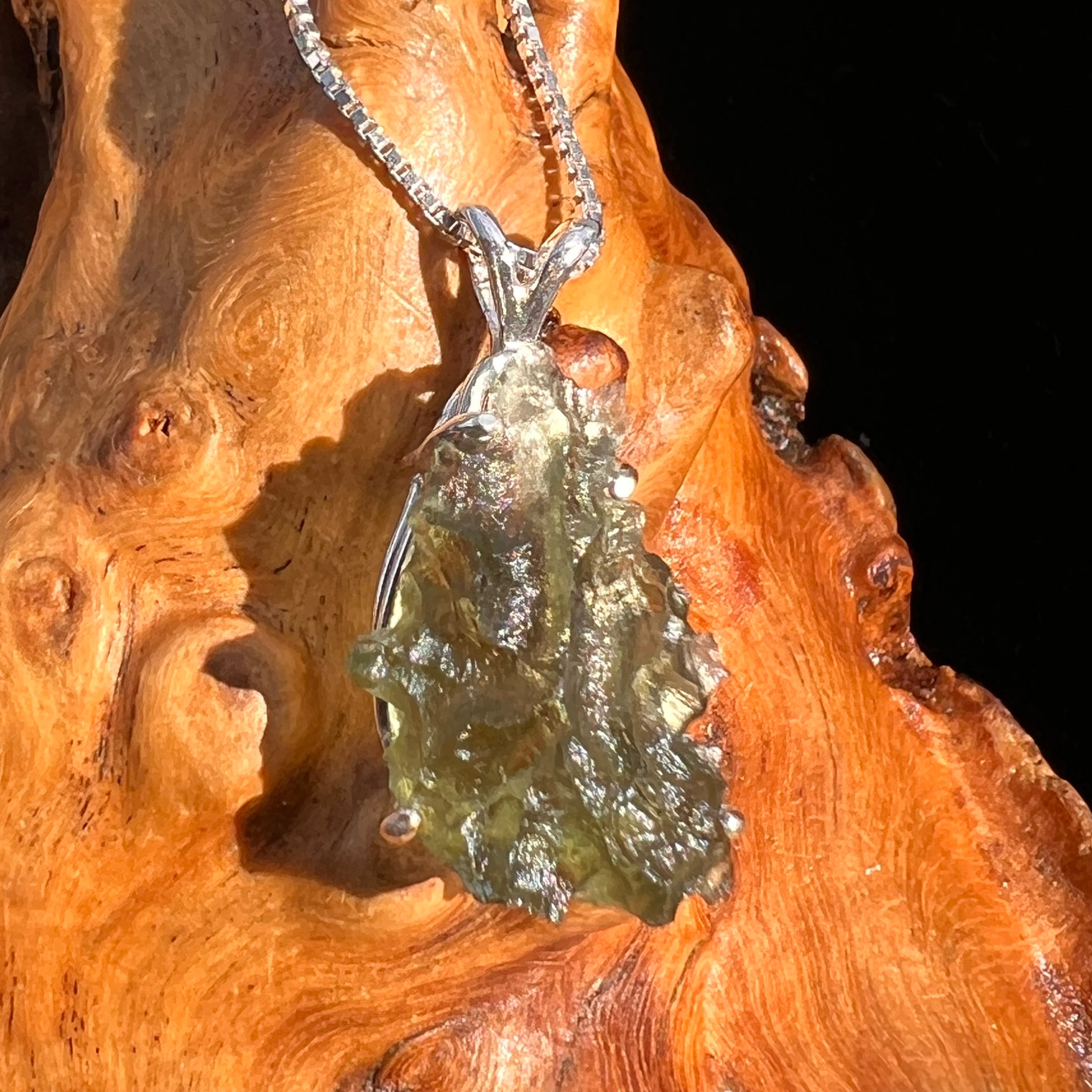 Moldavite sterling silver necklace pendant wire wrap buy crystal genuine besednice